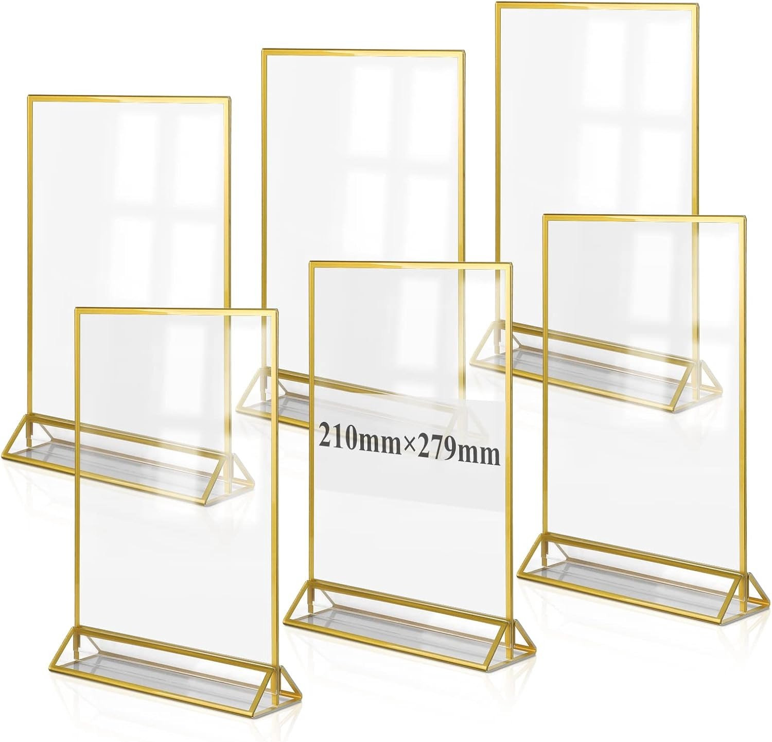 Acryl Tafelstandaard voor A4 Posters, Gouden Dubbelzijdige Houder voor Presentaties en Decoratie