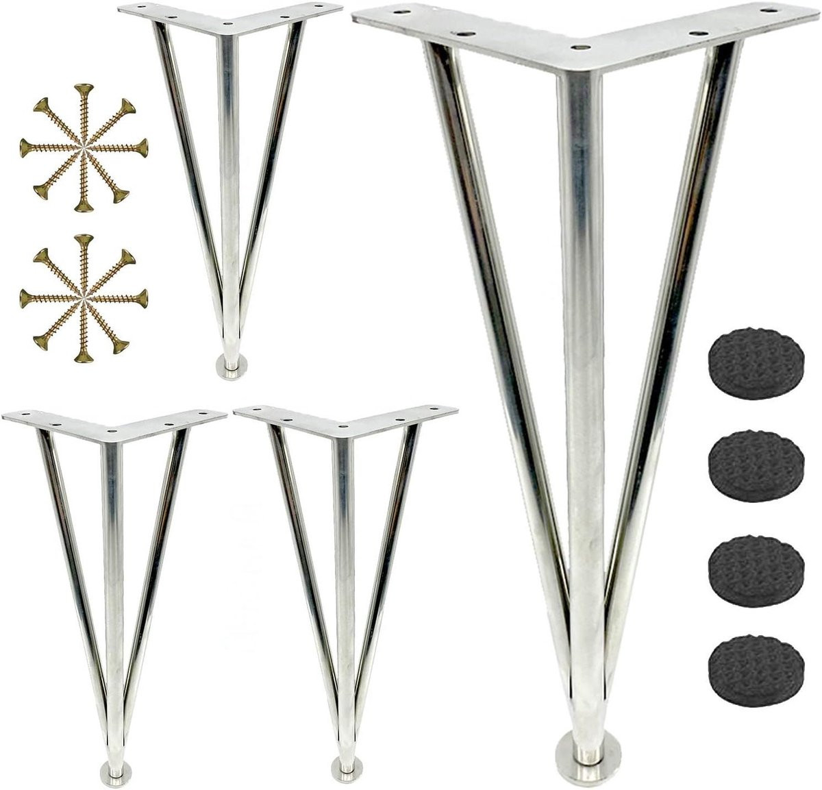 In hoogte verstelbare tafelpoten set voor meubels, 30 cm, zilver