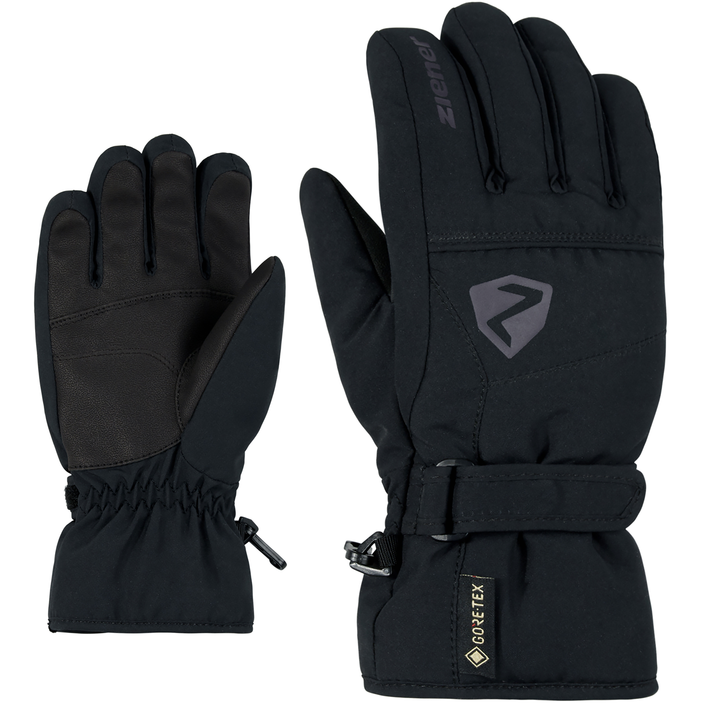 Ziener Lago-Z GTX Kinder Fingerhandschuhe schwarz Größe 7 Skifahren Winddicht Wasserabweisend