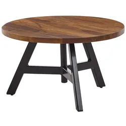 KADIMA DESIGN Couchtisch 60x60x35 cm Sheesham Massivholz / Metall Sofatisch Rund, Design Wohnzimmertisch Kaffeetisch Massiv, Kleiner Tisch Beistelltisch Wohnzimmer