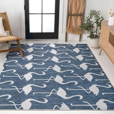 JONATHAN Y Liana Casual Coastal Flamingos Two-Tone Indoor/Outdoor Area Rug