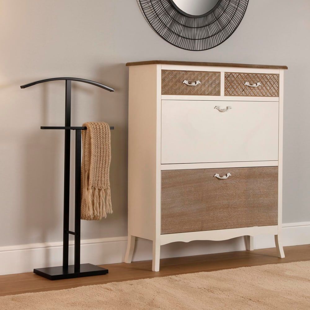 Versa Home Valet de nuit moderne en acier noir Noir 20x100x52cm