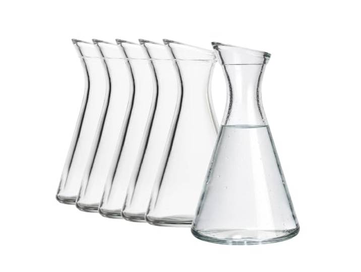 Oberglas Pisa Schräghalskaraffe Wasserkaraffe 1 l, 6er-Set Pisa Glaskaraffen, Schräghalskaraffen, Wasser- & Weinkaraffen für Wasser, Limonade und Wein, vielseitig im Alltag einsetzbar