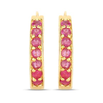 Paar Creolen RAFAELA DONATA "Set: K68", pink (gelbgold, rot), Ohrringe, Damen, 18, aus Sterling Silber