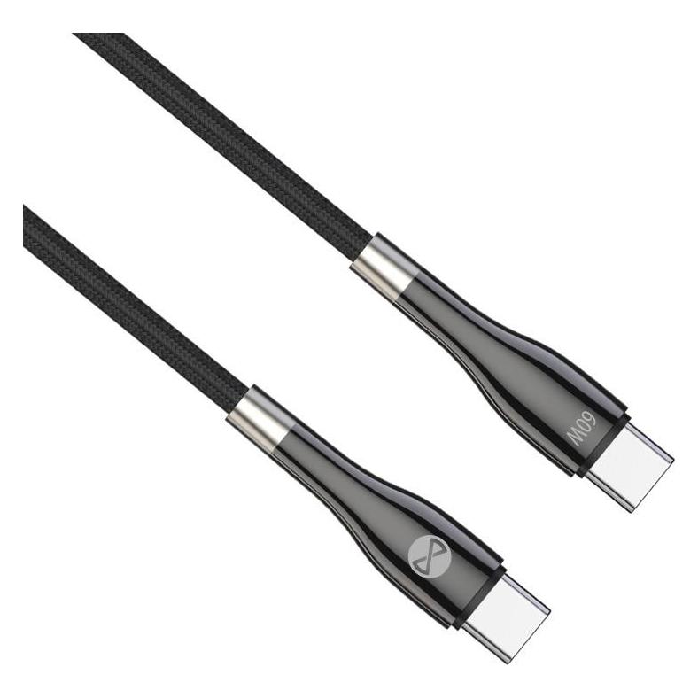 Forever Schlankes Kabel USB-C - USB-C 1,0 m 60W schwarz (1 m, 60 W) (5900495082718)