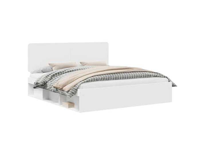 HMDNGOUT Bettrahmen mit Kopfteil Weiß 180 x 200 cm Massives Kiefernholz, Bettgestell aus massivem Kiefernholz mit stabilem Lattenrost, modernes Bettgestell in Weiß für Schlafzimmer