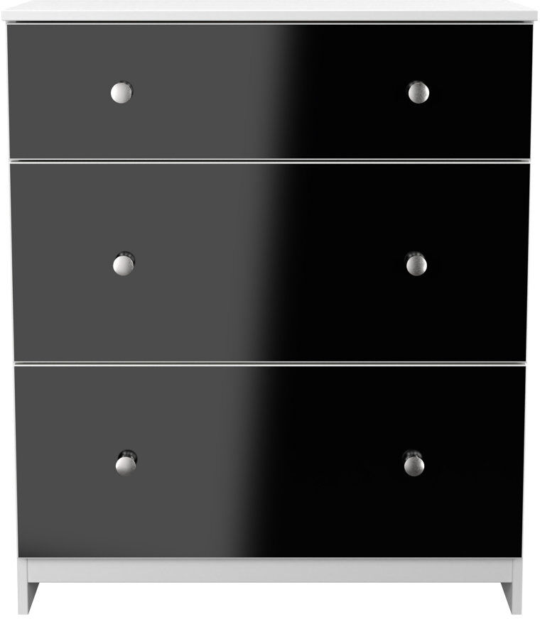 Latitude Run Borth 3 Drawer Deep Chest (Ready Assembled) Black 88cm H X 74cm W X 39cm D