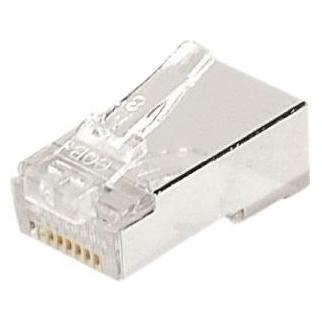 Exertis Connect Modularstecker für Rundkabel, geschirmt, 8P8C (RJ45), VE: 10 RJ45 Stecker für Patchkabel (Netzwerk Zubehör, Stecker Tülle) (920850)