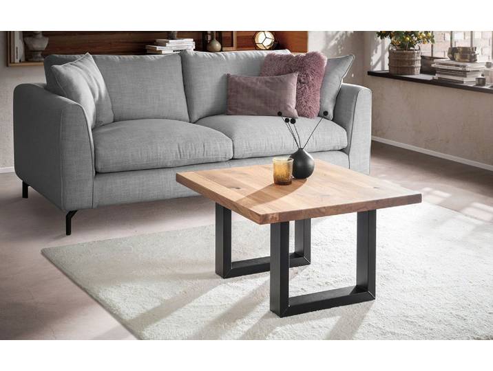 Couchtisch 75x75cm 'Robin III' Wildeiche & Metall schwarz