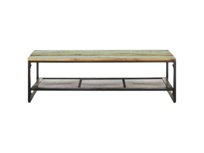Couchtisch 110x60x35cm aus Massivholz Altholz Tischplatte aus Akazienholz, leicht zu reinigen, für Terrasse und Terrasse, leicht, rechteckig