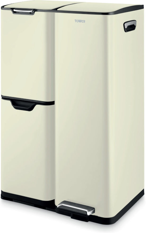 Tower 60 Litre Step On Recycling Bin Cream 60L