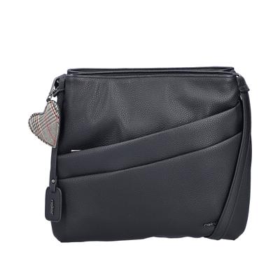 Umhängetasche RIEKER, Damen, Gr. B/H/T: 24cm x 27cm x 6cm, schwarz, Lederimitat, unifarben, Taschen Umhängetasche, Schultertasche, Damen Handtasche mit zwei Hauptfächern