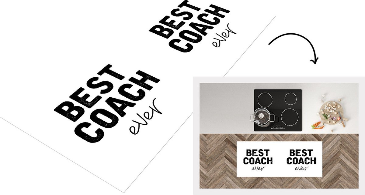 KitchenYeah Keukenloper Vinyl - Best Coach Ever - 120 x 50 cm