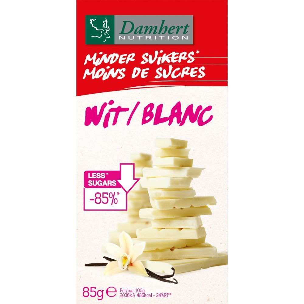 Damhert Chocolade Wit Zonder Suiker 85 g Schokolade