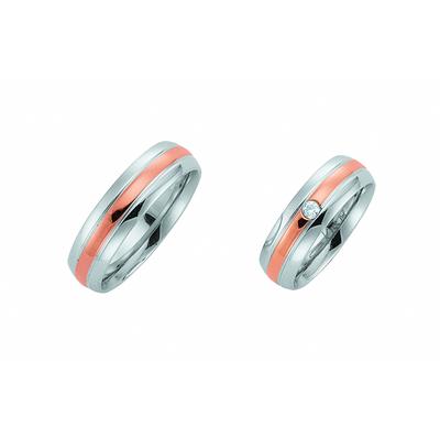 Partnerring ADELIA´S "Damen Edelstahl Freundschaftsring mit Zirkonia" Gr. 54, silber, Fingerringe, Damen, 54,mit Zirkonia, Edelstahl, mit Zirkonia Edelstahlschmuck für Damen