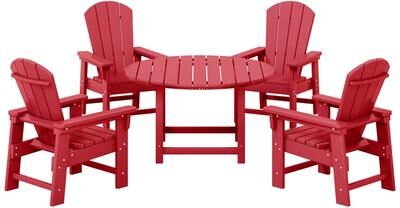 Polytrends Laguna Kids Adirondack 5-Piece Round Table Dining Set