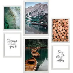 POSTER Set Mit 6 Winterberg Wandbild A3 & A4 Weißer Rahmen