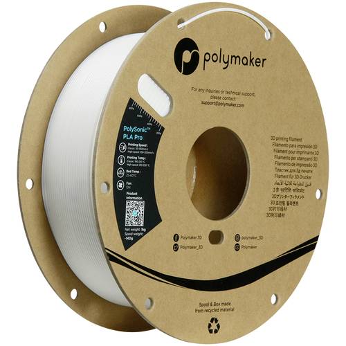 Polymaker PA13001 Filament PLA+ Highspeed Filament, schlagfest 1.75mm 1000g Weiß PolySonic 1St.