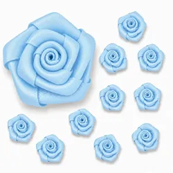 Creativery Satinrosen 3cm 10 Stück Stoffblumen zum Basteln Dekorieren Hochzeit Geschenkverpackung Blütendeko Tischdeko Handarbeit Stoffrosen Deko Blumen Hellblau