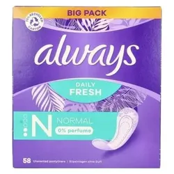 Always, Binden, Daily Fresh Normal 0% Perfume Panty Liners (56x)