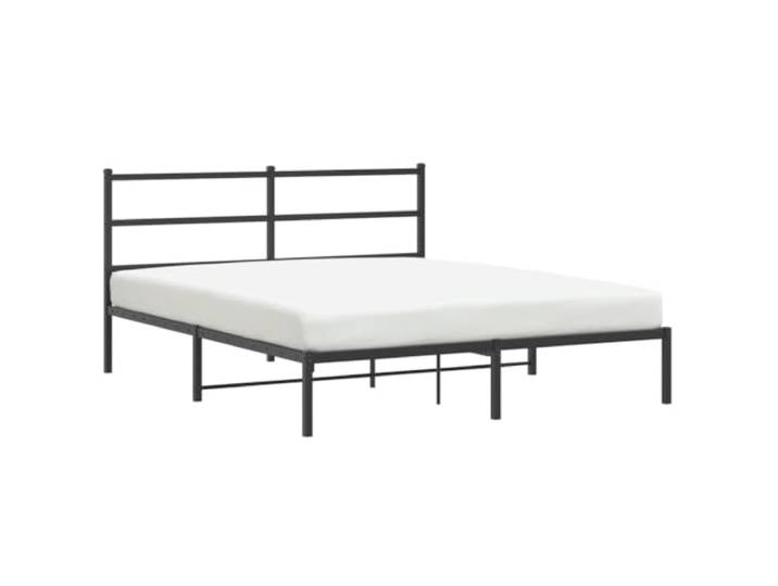 KKgypkn Metallbett 160x200 cm Bettgestell mit Kopfteil, Bettrahmen aus pulverbeschichtetem Stahl in Schwarz, inklusive Lattenrost und Mittelfüßen für Stabilität