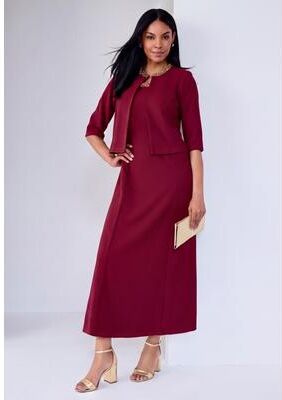 Plus Size Women's 2-Piece Beaded Jacket Dress by Jessica London in Wine Beaded Neck (Size 18 W) Suit