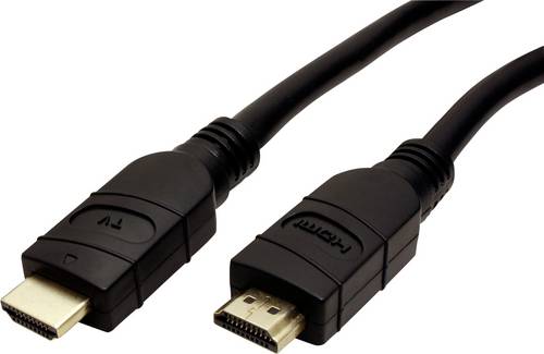 Value HDMI Anschlusskabel HDMI-A Stecker, HDMI-A Stecker 20.00 m Schwarz 14.99.3453 4K UHD, Geschirmt, Aktiv mit Signalverstärkung HDMI-Kabel