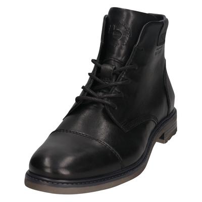 Schnürboots BUGATTI, Herren, Gr. 41, schwarz, Leder, Basic, Schuhe Schnürboots, Stiefel, Schnürstiefelette, Business-Boots mit Reißverschluss