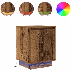 vidaXL Nachttisch mit LED-Leuchten Altholz-Optik 38x34x50 cm