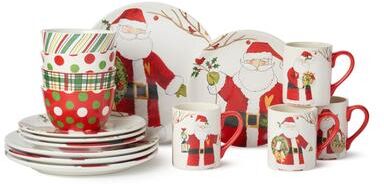 "Certified International Santa Delight 16pc Dinnerware Set, Service for 4 - 11""L x 11""W x 1.125""H"