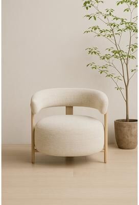 Forward Home Collection Modern Upholstered Lounge Chair With Curved Back With Wood-look Metal Frame