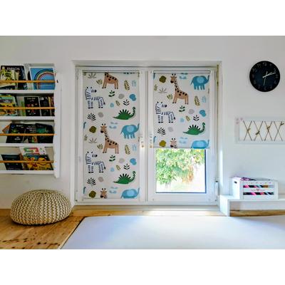 Seitenzugrollo K-HOME "Seitenzugrollo Thermo Klemmfix-Rollo mit Motiv Zoo", weiß, weiß, B:75cm H:150cm, Polyester, Rollos, Seitenzugrollo, Kinderrollo
