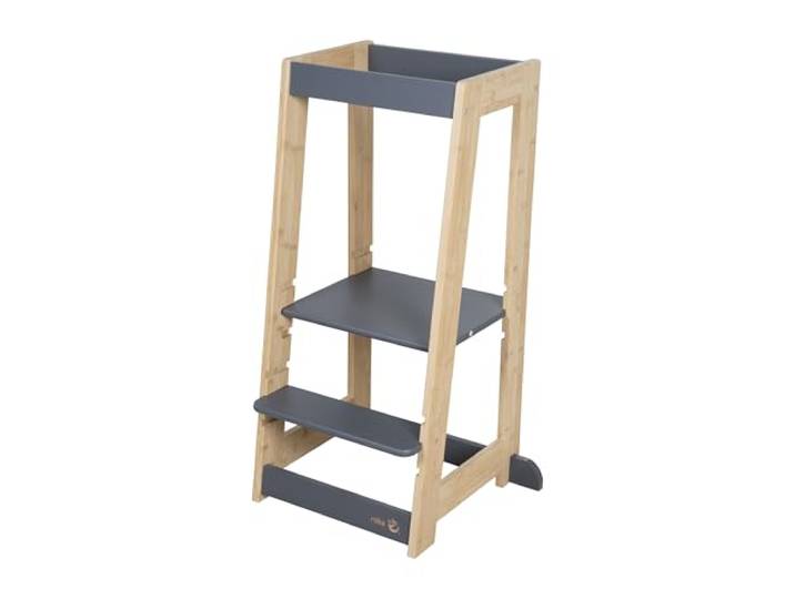 roba Lernturm nach Montessori - Sicherer Tritthocker für Kinder - Ideal als Küchenhelfer - Bis 80 kg belastbar - FSC zertifiziertem Bambus Holz - Anthrazit