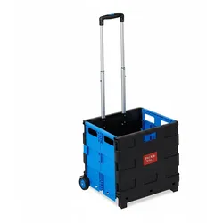 Relaxdays Einkaufstrolley klappbar, Teleskop-Griff, 2 Gummi Rollen, bis 35 kg, Shopping Trolley, Aluminium, ABS, blau