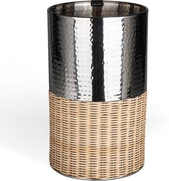 happimess Asher Modern 4.13-Gallon 2-Tone Faux Wicker/Metal Cylinder Waste Basket