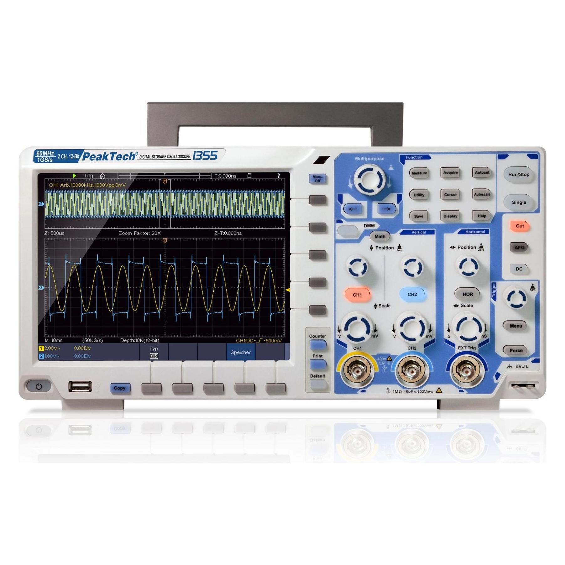 Peaktech P 1355 Digital Speicher Oszilloskop (CAT II, Oszilloskop) (P 1355)