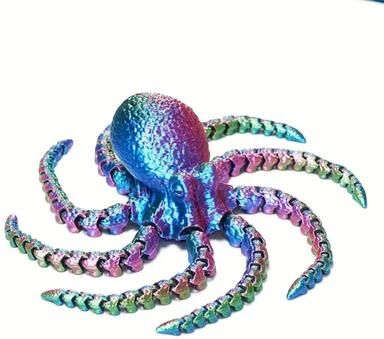 Uplift Treasures Flexible 3D Printed Octopus Desk Decor Toy colorful G4797b m