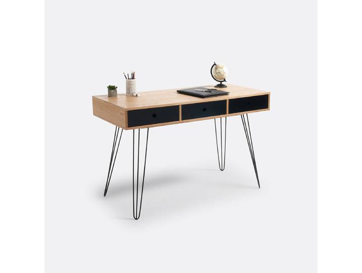LA REDOUTE Bureau 3 tiroirs Watford Noir,Bois