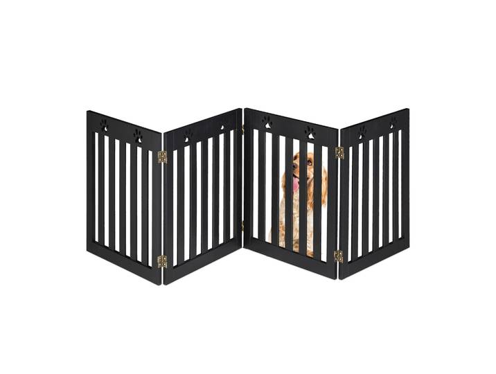 Hundeabsperrgitter Pfoten 4tlg. Schwarz