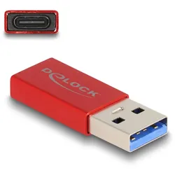 DeLOCK USB 10 Gbps Adapter USB Typ-A Stecker zu USB Type-C Buchse aktiv rot