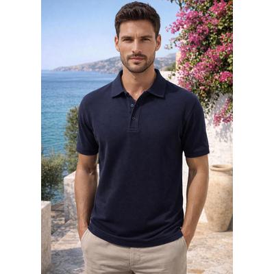 Poloshirt MAN'S WORLD, Herren, Gr. 64 (3XL), blau (marine), Piqué, Obermaterial: 100% Baumwolle, unifarben, Basic, regular fit, Rundhals, Flachstrickbündchen, Shirts, Kurzarm, lockere Passform, unifarben