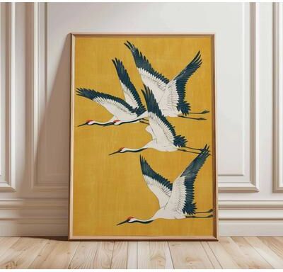 Uplifted Goods Architectural Japanese Heritage Wildlife Canvas Art q 11.81 X 15.75 In unframed