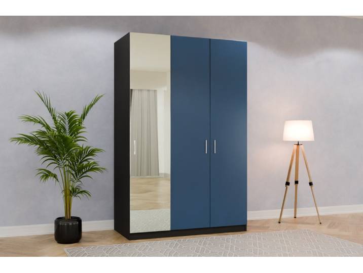 Kleiderschrank mit Spiegel nach Maß - RAL 5000 Violettblau - 235x150x72cm - Individuell konfigurieren