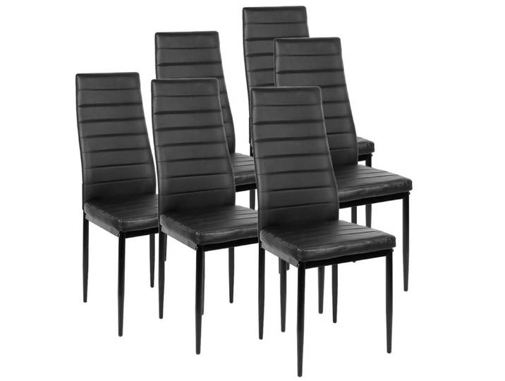 Amiremplie Lot de 6 chaises de salle à manger tapissées - Chaises de cuisine tapissées noir