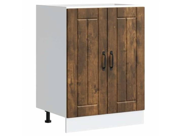 fsahslih Küchen Spülenunterschrank Lucca Räuchereiche 60x46x81,5 cm Kompakter Küchenkorpus: Höhenverstellbare Füße, 70 kg Belastbarkeit, reichlich Stauraum hinter verschlossenen Türen.
