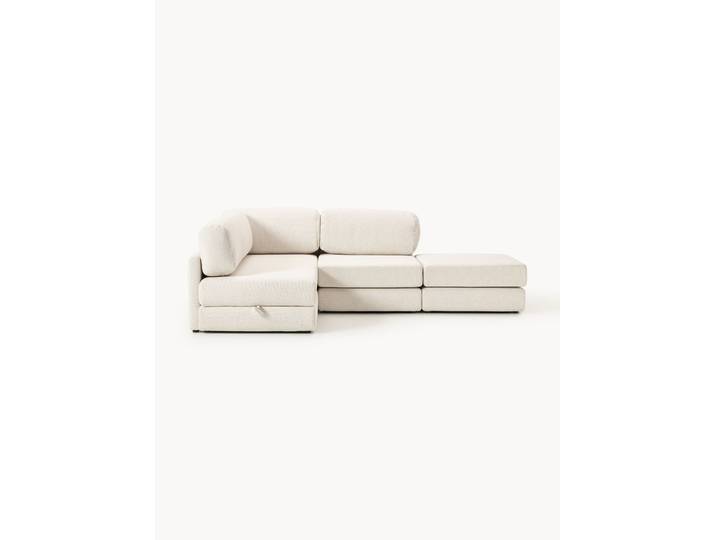 Bouclé-Eck-Schlafsofa Ladina (3-Sitzer) mit Stauraum