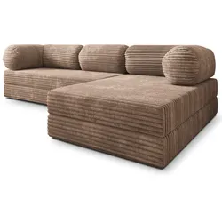 ECKSOFA ETERA modulares Boneless Sofa mit Schlaffunktion Beige Kordstoff