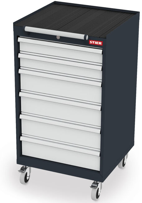 Armoire à tiroirs mobile STIER avec 6 tiroirs lxPxH 600x575x1090 mm (904030)