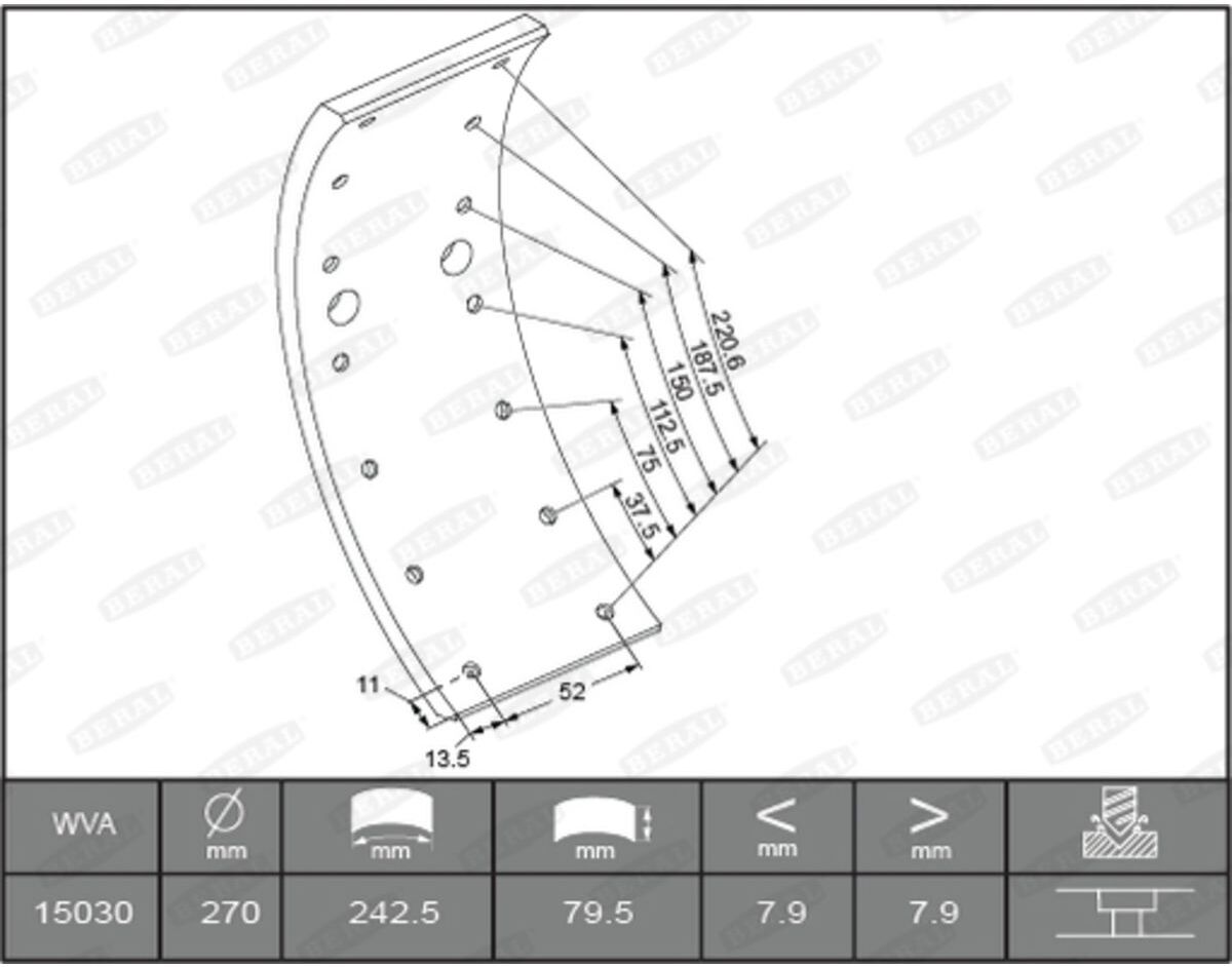 Bremsbackenbelag BERAL KBL15030.0-1561