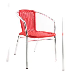 pemora Bistrostuhl Terrassenstuhl Balkonstuhl Aluminium Stapelstuhl Outdoor Geflecht aus Neoprofil KIR rot